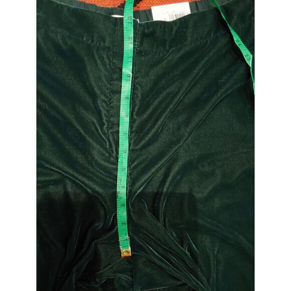 Lauren Conrad Green Velvet Pants Size 16 With Zipper Closure & Stretch Waistband - Picture 6 of 11